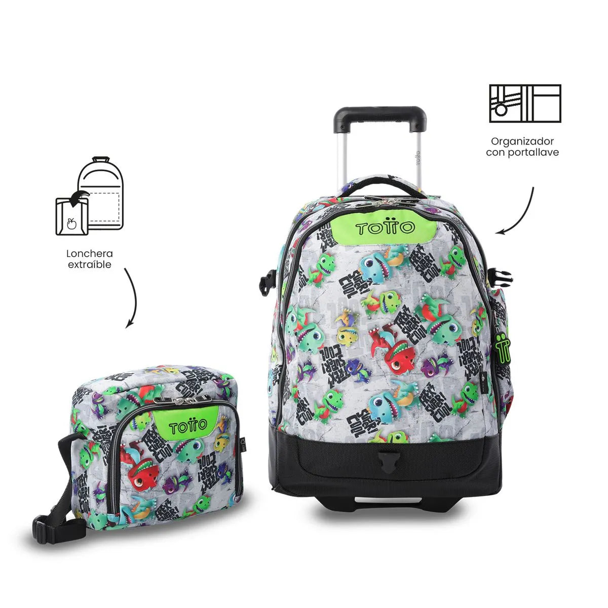 TOTTO MOCHILA CON RUEDAS T-REX SUPER COOL